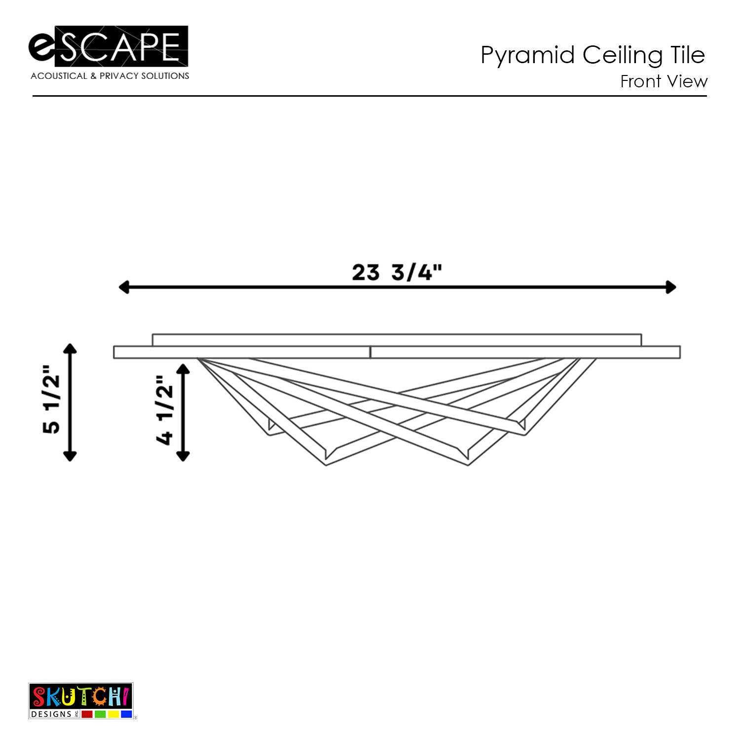 Pyramid Tile cutsheet from front view